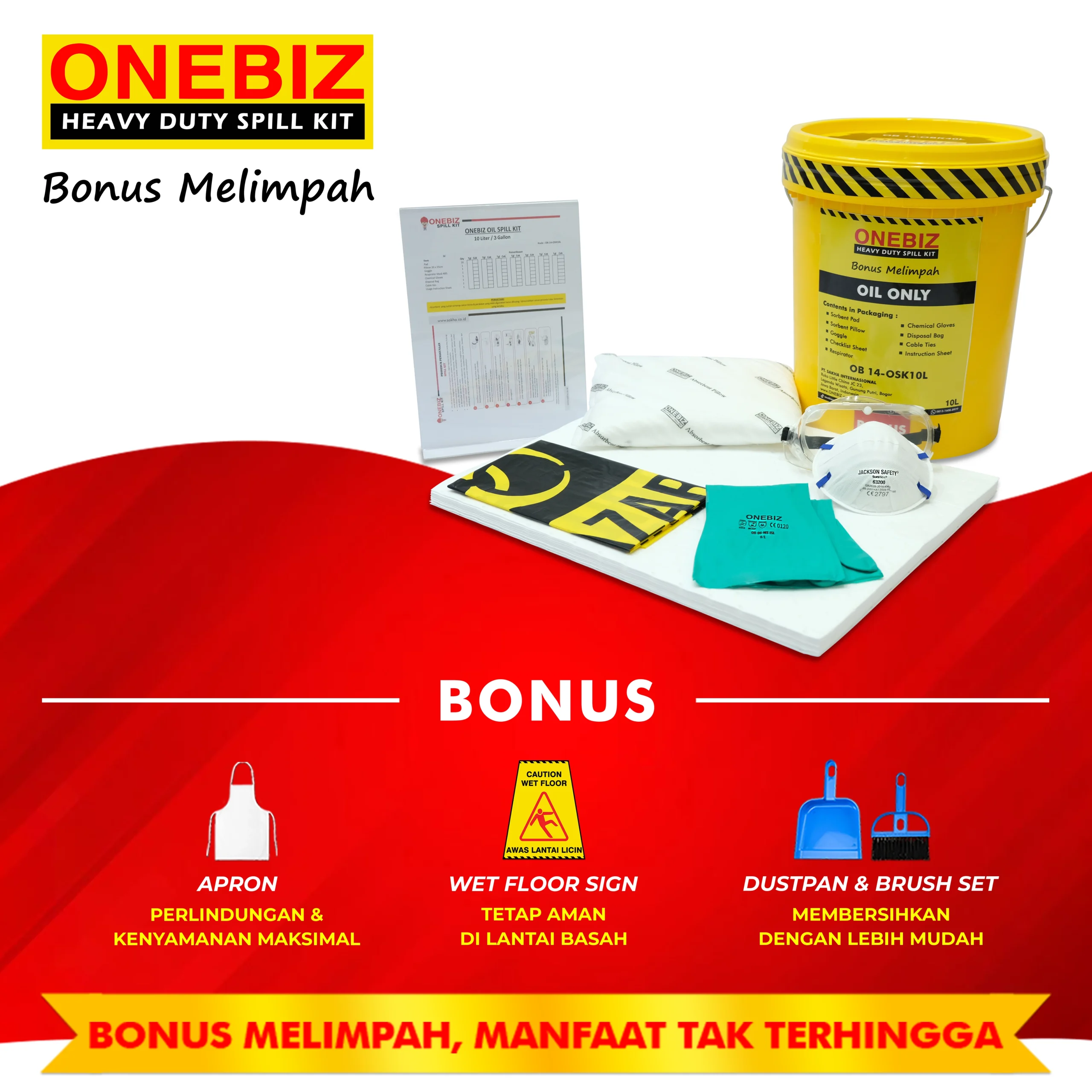 ONEBIZ SPILL KIT OB 14-OSK10L OIL SPILL KIT 10 Liter