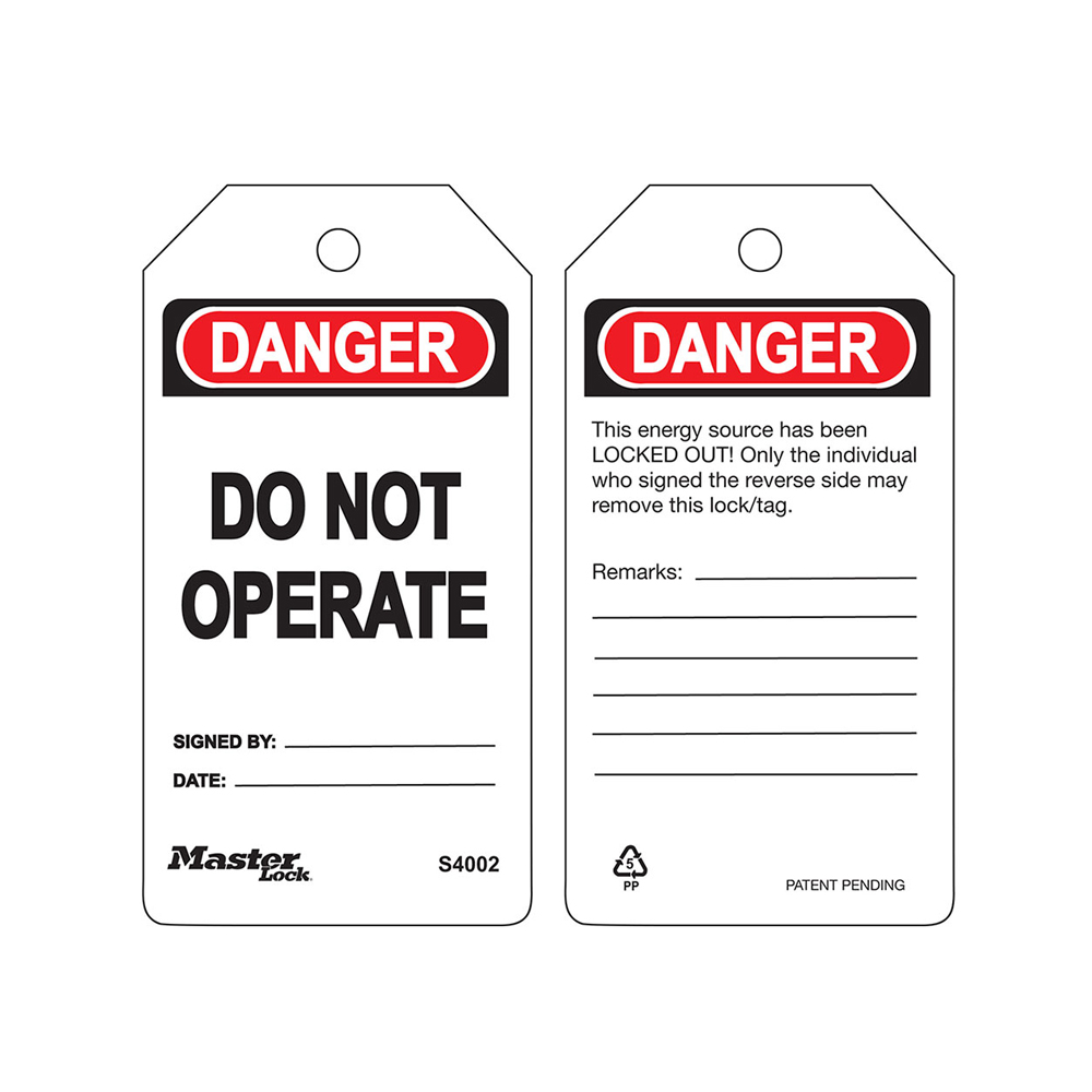 Distributor MASTER LOCK S4002 DANGER DO NOT OPERATE SAFETY TAG, Jual MASTER LOCK S4002 DANGER DO NOT OPERATE SAFETY TAG, Agen MASTER LOCK S4002, Supplier MASTER LOCK S4002