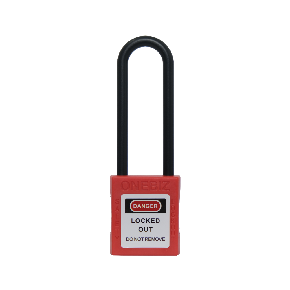 ONEBIZ Long Nylon Shackle Ultrasonic Safety Padlock Red OB 14-BDG31UDKD 6D×76Hmm