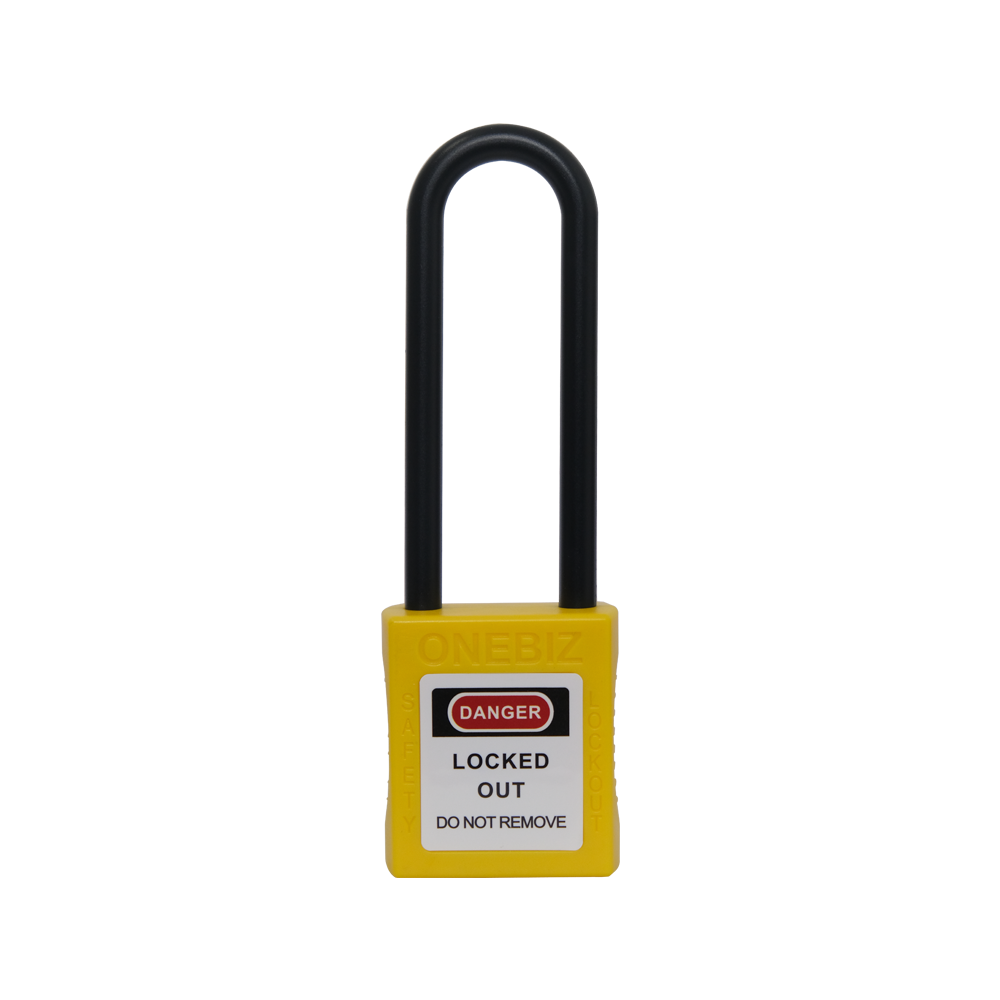 ONEBIZ Long Nylon Shackle Ultrasonic Safety Padlock Yellow OB 14-BDG32UDKD 6D×76Hmm