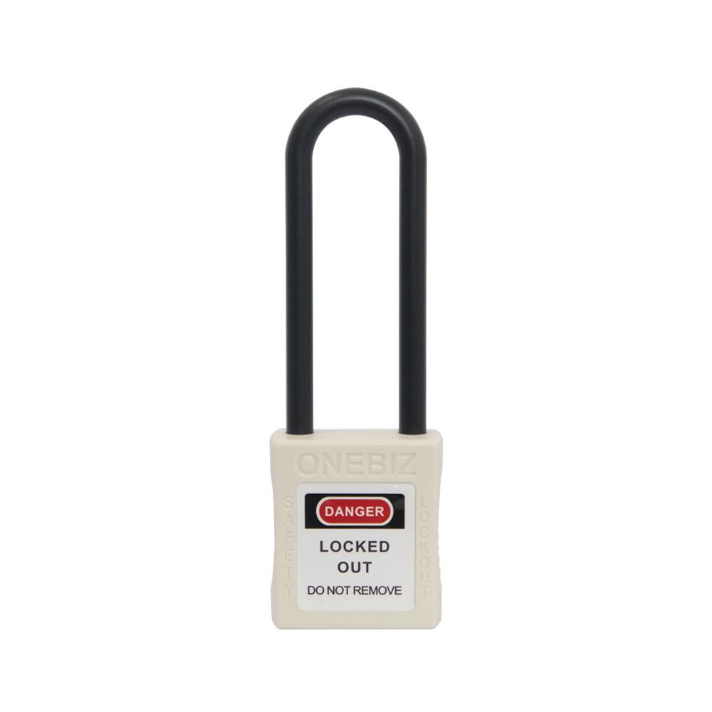 ONEBIZ Long Nylon Shackle Ultrasonic Safety Padlock White OB 14-BDG36UDKD 6D×76Hmm