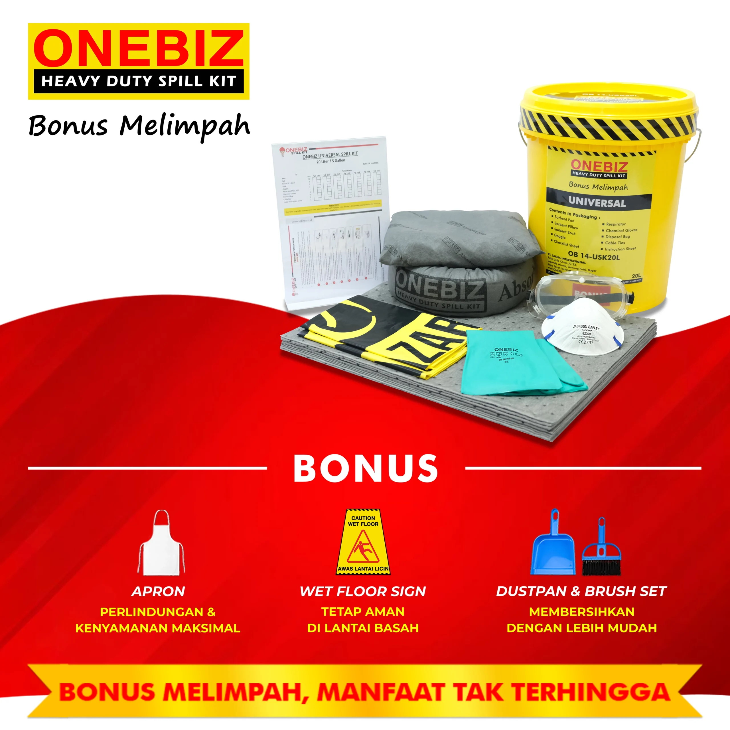 ONEBIZ SPILL KIT OB 14-USK20L UNIVERSAL SPILL KIT 20 Liter / 5 Gallon