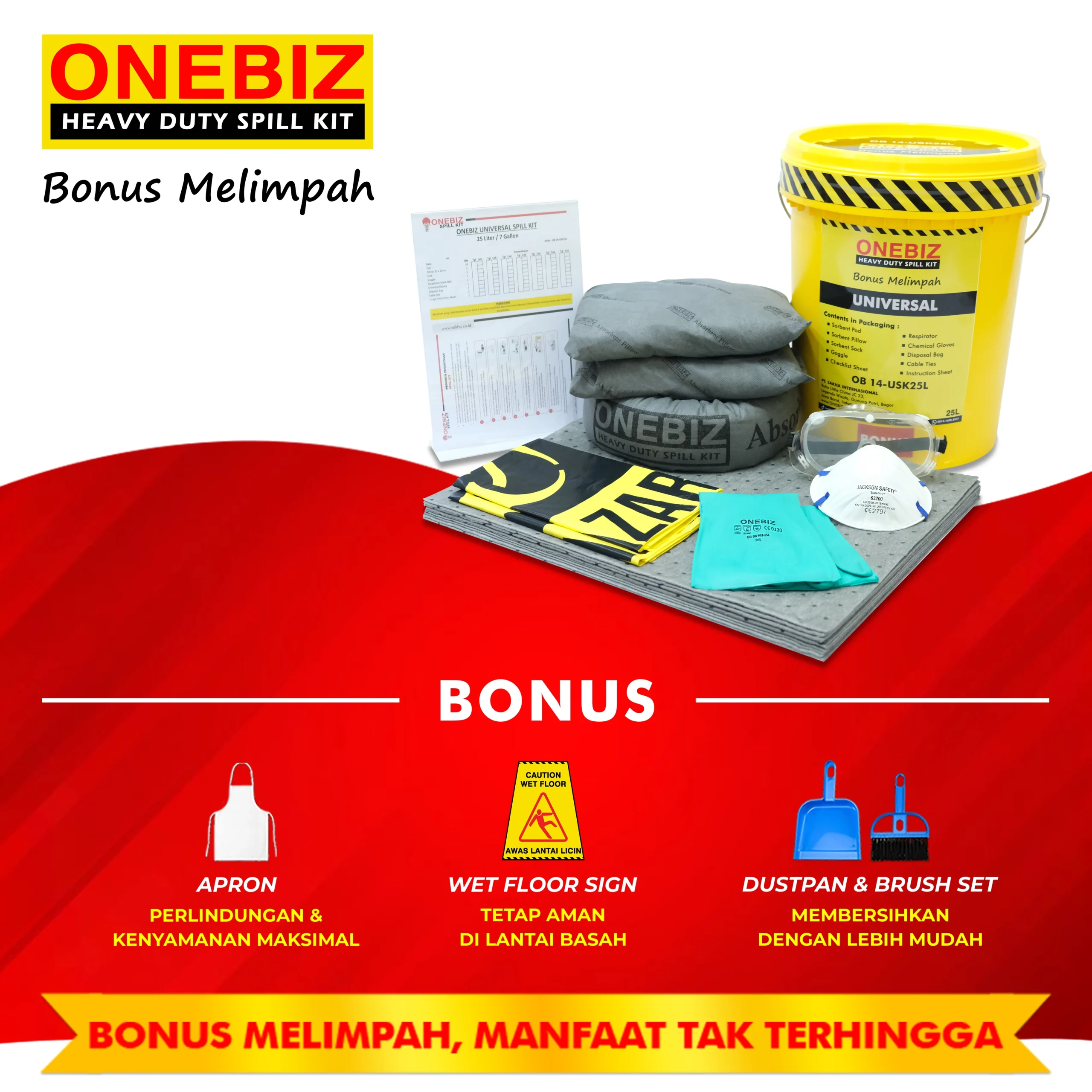 ONEBIZ UNIVERSAL SPILL KIT 25 Liter SPILL KIT OB 14-USK25L / 7 Gallon