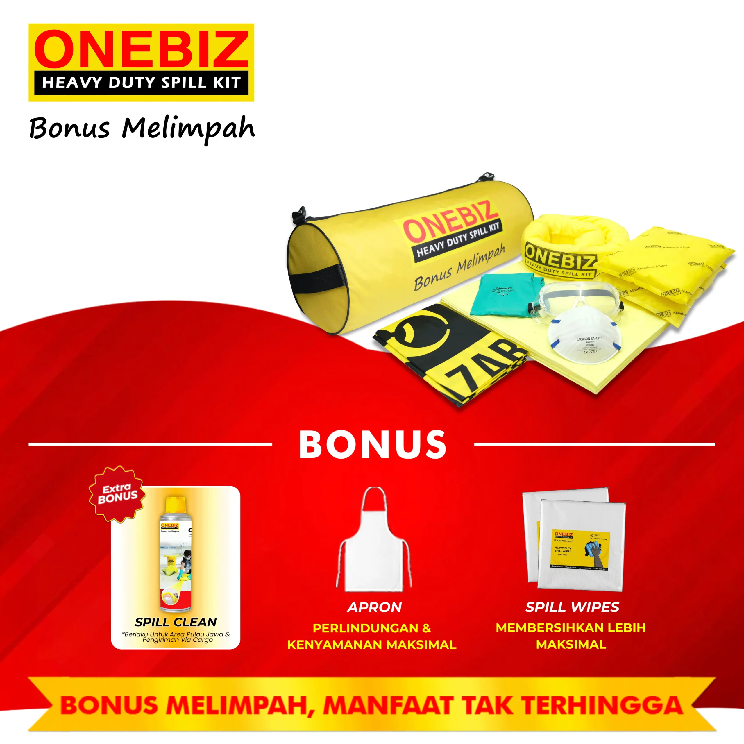 ONEBIZ Heavy Duty Spill Kit OB 14-PCSK25L Portable Chemical Spill Kit 25 Liter / 7 Gallon