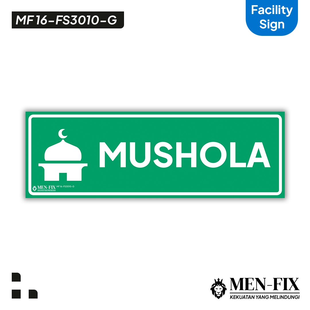 MF 16-FS3010-G Mushola Sticker Sign, Facility Sign, Sticker Vinyl, Sticker Anti Air & Tahan Panas, Sticker Indoor & Outdoor