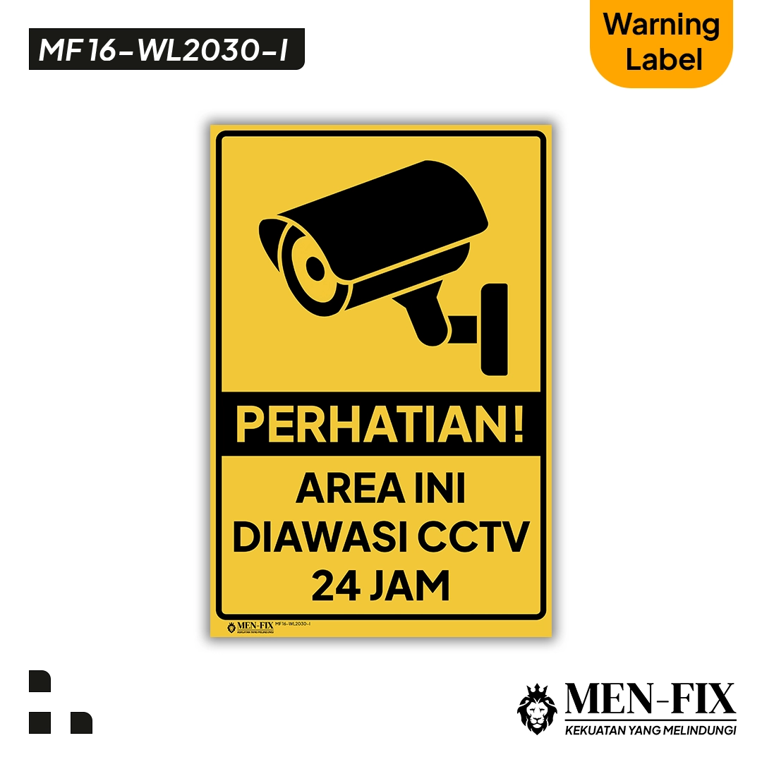 MF 16-WL2030-I Area Ini Diawasi CCTV Sticker Sign, Warning Label, Sticker Vinyl, Sticker Anti Air & Tahan Panas, Sticker Indoor & Outdoor