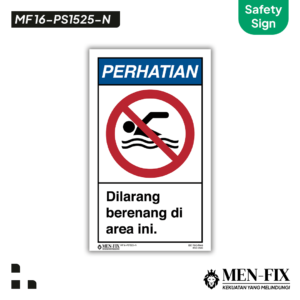 MEN-FIX MF 16-PS1525-N Dilarang berenang di area ini Sticker Sign