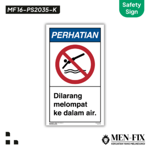 MEN-FIX MF 16-PS2035-K Dilarang melompat ke dalam air Sticker Sign