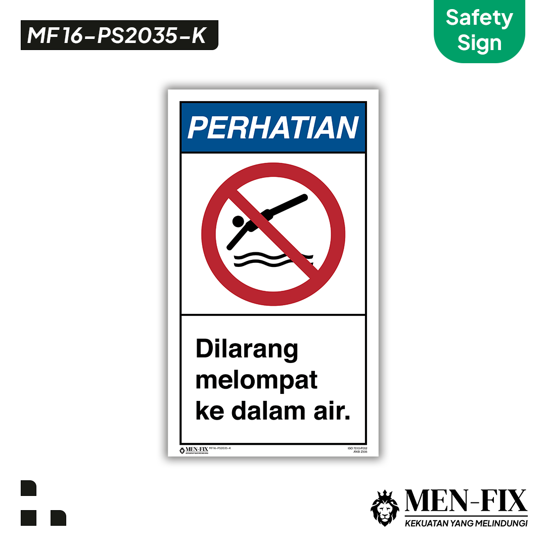 MEN-FIX MF 16-PS2035-K Dilarang melompat ke dalam air Sticker Sign