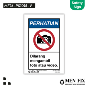 MEN-FIX MF 16-PS1015-V Dilarang mengambil foto atau video Sticker Sign