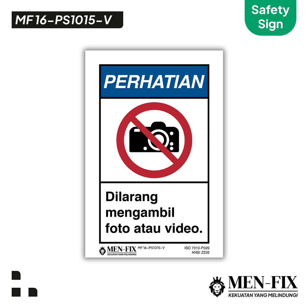 MEN-FIX MF 16-PS1015-V Dilarang mengambil foto atau video Sticker Sign