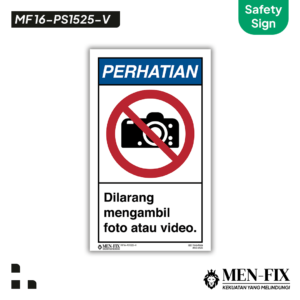 MEN-FIX MF 16-PS1525-V Dilarang mengambil foto atau video Sticker Sign