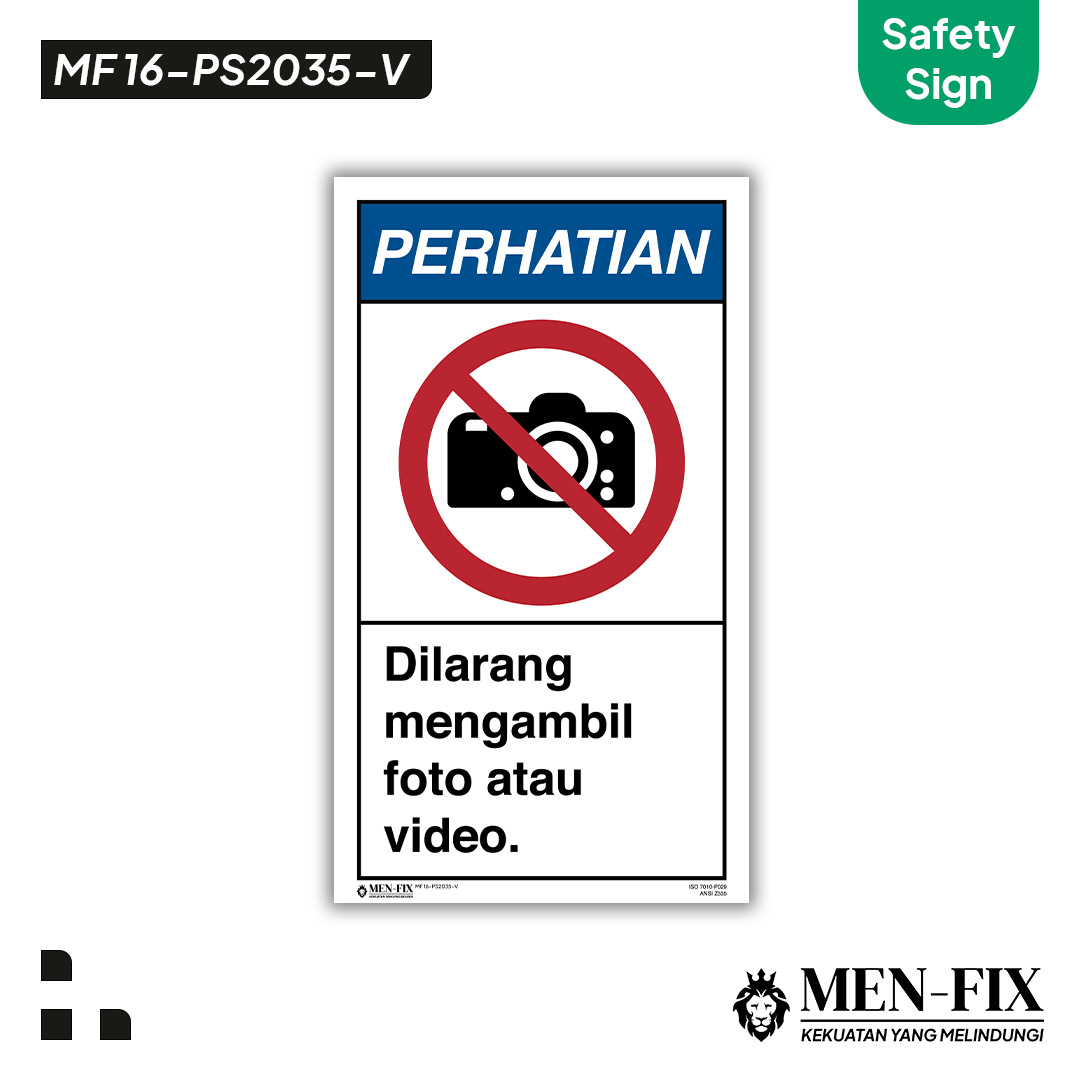 MEN-FIX MF 16-PS2035-V Dilarang mengambil foto atau video Sticker Sign
